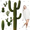 Geyoga 6 Set Realistic Cactus Cutouts Jointed Cardboard Cactus Cutouts Summer Green Plant Wall Decor Cinco De Mayo Fiesta Party Supplies for Photo Prop Wild Western Decoration