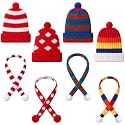 Geyoga 8 Pcs Mini Santa Hats and Scarves Decor Doll Christmas Accessories Small Gnome Hat for Craft DIY for Wine Bottle Gifts (Cute Colors,Mixed Styles)