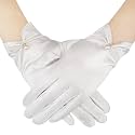 Geyoga Halloween Short Satin Gloves Women, Wrist Pearl