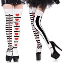 Geyoga Women Thigh High Socks Harlequin Clown Costume Halloween Cosplay