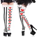 Geyoga Women Thigh High Socks Harlequin Clown Costume Halloween Cosplay