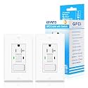 GFCI Outlet Light Switch Combo, 20A Self-Test TR 2 Pack ETL Listed White