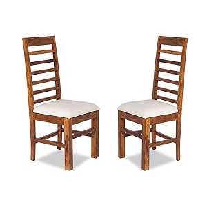 gfh solid sheesham wood dining chairs only  wooden set of 2 dinning chair for kitchen amp dining room  chairs with cushion  all natural teak finish set of 2