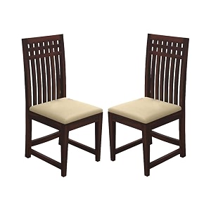 gfh solid sheesham wood dining chairs only  wooden set of 2 dinning chair for kitchen amp dining room  chairs with cushion  all walnut finish set of 2