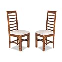 GFH Solid Sheesham Wood Dining Chairs Only | Wooden Set of 2 Dinning Chair for Kitchen &amp; Dining Room | Chairs with Cushion | All (Natural Teak Finish, Set of 2)