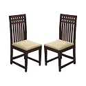 GFH Solid Sheesham Wood Dining Chairs Only | Wooden Set of 2 Dinning Chair for Kitchen &amp; Dining Room | Chairs with Cushion | All (Walnut Finish, Set of 2)