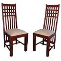 GFH Solid Sheesham Wood Dining Chairs Only | Wooden Set of 2 Dinning Chair for Kitchen &amp; Dining Room | Chairs with Cushion | All (Natural, Set of 2)