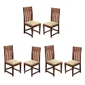 GFH Solid Sheesham Wood Dining Chairs Only | Wooden Set of 2 Dinning Chair for Kitchen &amp; Dining Room | Chairs with Cushion | All (Natural Teak Finish, Set of 6)