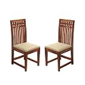 GFH Solid Sheesham Wood Dining Chairs Only | Wooden Set of 2 Dinning Chair for Kitchen &amp; Dining Room | Chairs with Cushion | All (Honey Finish, Set of 2)