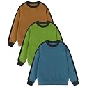 GFQLONG 3 Pack Toddler Boy Girl Cotton Crewneck Sweatshirt Kids Lightweight Long Sleeves with Stripe Fall Fashion Tops