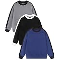 GFQLONG 3 Pack Toddler Boy Girl Cotton Crewneck Sweatshirt Kids Lightweight Long Sleeves with Stripe Fall Fashion Tops