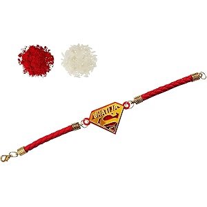super heroes designer bracelet rakhi for brother for raksha bandhan with roli chawal - rakshabandhan rakhi for brother from sister gold acrylic