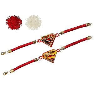super heroes designer bracelet rakhi for brother for raksha bandhan with roli chawal - rakshabandhan rakhi for brother from sister gold acrylic
