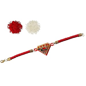 super heroes designer bracelet rakhi for brother for raksha bandhan with roli chawal - rakshabandhan rakhi for brother from sister gold acrylic