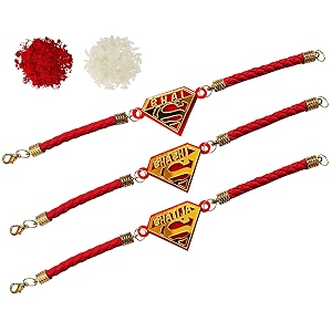 super heroes designer bracelet rakhi for brother for raksha bandhan with roli chawal - rakshabandhan rakhi for brother from sister gold acrylic