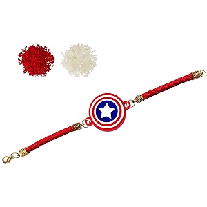 super heroes designer bracelet rakhi for brother for raksha bandhan with roli chawal - rakshabandhan rakhi for brother from sister gold acrylic
