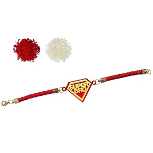 super heroes designer bracelet rakhi for brother for raksha bandhan with roli chawal - rakshabandhan rakhi for brother from sister gold acrylic