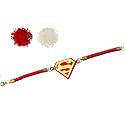 GFTBX Super Heroes Designer Bracelet Rakhi for Brother for Raksha Bandhan with Roli Chawal - Rakshabandhan Rakhi for Brother from Sister (Gold Acrylic)