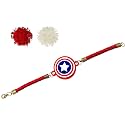 Super Heroes Designer Bracelet Rakhi for Brother for Raksha Bandhan with Roli Chawal - Rakshabandhan Rakhi for Brother from Sister (Gold Acrylic)