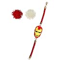 Super Heroes Designer Bracelet Rakhi for Brother for Raksha Bandhan with Roli Chawal - Rakshabandhan Rakhi for Brother from Sister (Gold Acrylic)