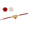Super Heroes Designer Bracelet Rakhi for Brother for Raksha Bandhan with Roli Chawal - Rakshabandhan Rakhi for Brother from Sister (Gold Acrylic)