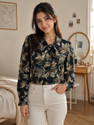 GG Style Casual Printed Women Black Top