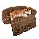 GGIB Calming Dog Bed Fluffy Plush Dog Mat for Furniture Protector with Removable Washable Cover for Large Medium Small Dogs and Cats (Medium, Brown)