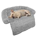 GGIB Calming Dog Bed Fluffy Plush Dog Mat for Furniture Protector with Removable Washable Cover for Large Medium Small Dogs and Cats (Small,Grey)