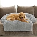 GGIB Calming Dog Bed Fluffy Plush Dog Mat for Furniture Protector with Removable Washable Cover for Large Medium Small Dogs and Cats (Extra Large (53x39.3x6), Grey)