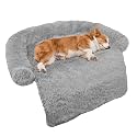 GGIB Calming Dog Bed Fluffy Plush Dog Mat for Furniture Protector with Removable Washable Cover for Large Medium Small Dogs and Cats (Medium, Grey)