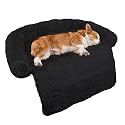GGIB Calming Dog Bed Fluffy Plush Dog Mat for Furniture Protector with Removable Washable Cover for Large Medium Small Dogs and Cats (Medium, Black)