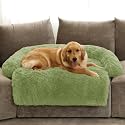 GGIB Calming Dog Bed Fluffy Plush Dog Mat for Furniture Protector with Removable Washable Cover for Large Medium Small Dogs and Cats (Extra Large (53x39.3x6), Grass Green)
