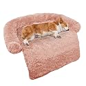 GGIB Calming Dog Bed Fluffy Plush Dog Mat for Furniture Protector with Removable Washable Cover for Large Medium Small Dogs and Cats (Medium, Pink)