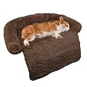 GGIB Calming Dog Bed Fluffy Plush Dog Mat for Furniture Protector with Removable Washable Cover for Large Medium Small Dogs and Cats (Medium, Coffee)