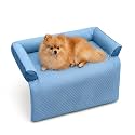 GGIB Dog Bed Mat with Bolster Pillow Washable Dog Couch Cover Breathable Pet Couch Bed Protector Indoor(Small, Blue)