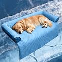 GGIB Cooling Dog Bed Mat with Bolster Pillow Washable Dog Couch Cover Breathable Summer Pet Couch Bed Protector Indoor(Extra Large, Cooling Blue)