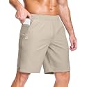 GGJ Men's Lightweight Athletic Shorts with 2 Zipper Pockets 7"/9"/5" Gym Workout Running Quick Dry Tennis Shorts for Men