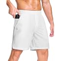 GGJ Men's Lightweight Athletic Shorts with 2 Zipper Pockets 7"/9"/5" Gym Workout Running Quick Dry Tennis Shorts for Men