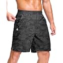 GGJ Men's Lightweight Athletic Shorts with 2 Zipper Pockets 7"/9"/5" Gym Workout Running Quick Dry Tennis Shorts for Men