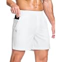 GGJ Men's Lightweight Athletic Shorts with 2 Zipper Pockets 7"/9"/5" Gym Workout Running Quick Dry Tennis Shorts for Men
