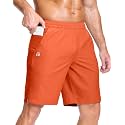 GGJ Men's Lightweight Athletic Shorts with 2 Zipper Pockets 7"/9"/5" Gym Workout Running Quick Dry Tennis Shorts for Men