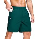 GGJ Men's Lightweight Athletic Shorts with 2 Zipper Pockets 7"/9"/5" Gym Workout Running Quick Dry Tennis Shorts for Men