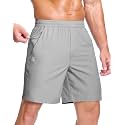 GGJ Men's Lightweight Athletic Shorts with 2 Zipper Pockets 7"/9"/5" Gym Workout Running Quick Dry Tennis Shorts for Men