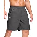 GGJ Men's Lightweight Athletic Shorts with 2 Zipper Pockets 7"/9"/5" Gym Workout Running Quick Dry Tennis Shorts for Men