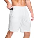 GGJ Men's Lightweight Athletic Shorts with 2 Zipper Pockets 7"/9"/5" Gym Workout Running Quick Dry Tennis Shorts for Men