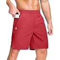GGJ Men's Lightweight Athletic Shorts with 2 Zipper Pockets 7"/9"/5" Gym Workout Running Quick Dry Tennis Shorts for Men