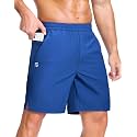 GGJ Men's Lightweight Athletic Shorts with 2 Zipper Pockets 7"/9"/5" Gym Workout Running Quick Dry Tennis Shorts for Men