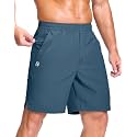 GGJ Men's Lightweight Athletic Shorts with 2 Zipper Pockets 7"/9"/5" Gym Workout Running Quick Dry Tennis Shorts for Men