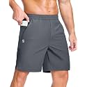 GGJ Men's Lightweight Athletic Shorts with 2 Zipper Pockets 7"/9"/5" Gym Workout Running Quick Dry Tennis Shorts for Men