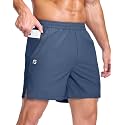GGJ Men's Lightweight Athletic Shorts with 2 Zipper Pockets 7"/9"/5" Gym Workout Running Quick Dry Tennis Shorts for Men